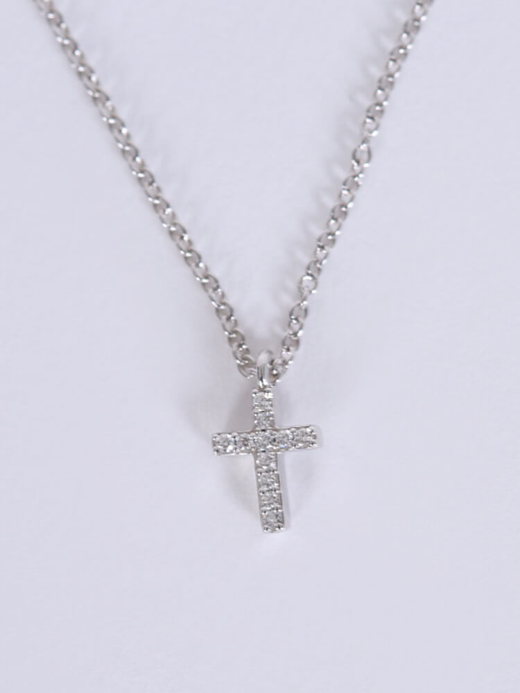Tiffany & Co Small Cross Stitch X Diamond Necklace In 18K White Gold