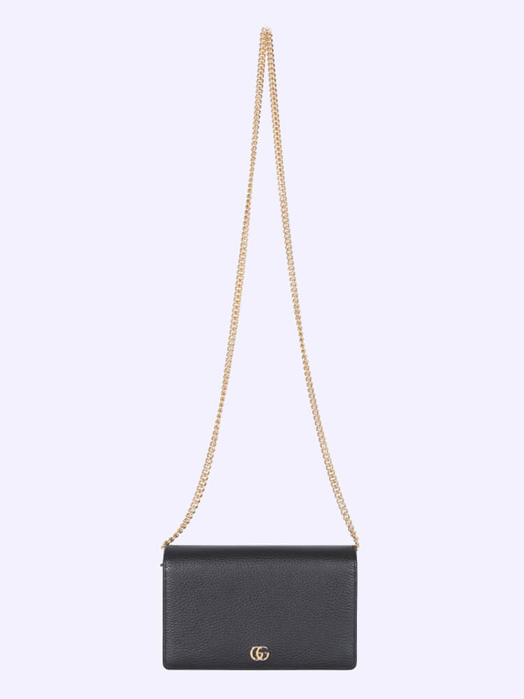 gg marmont leather mini chain bag