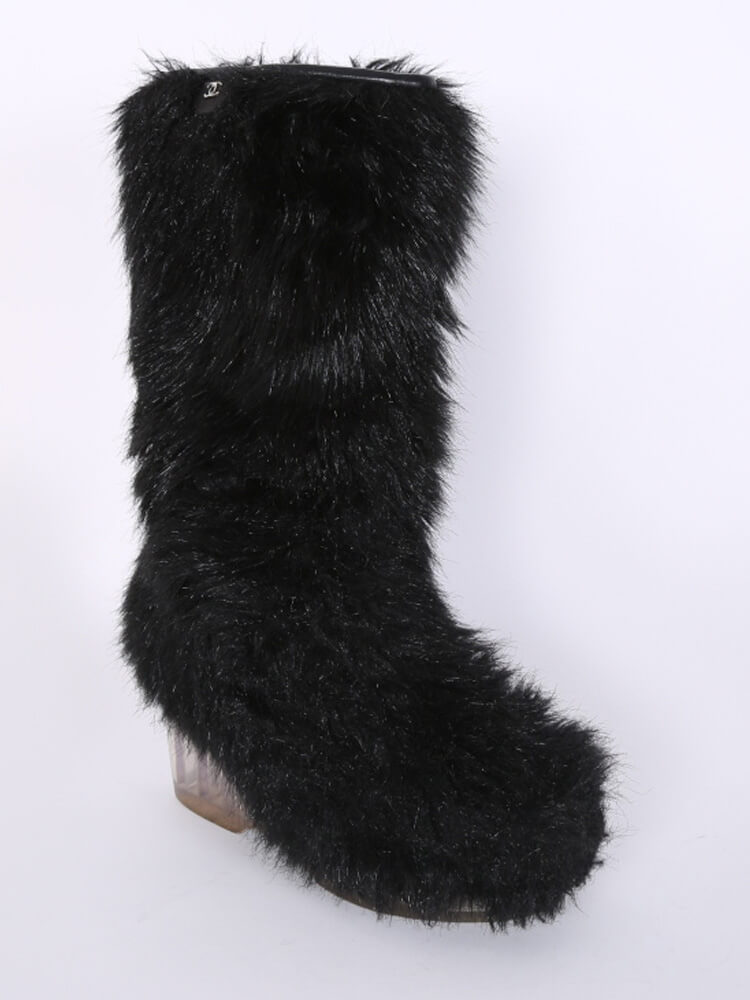 chanel fur boots