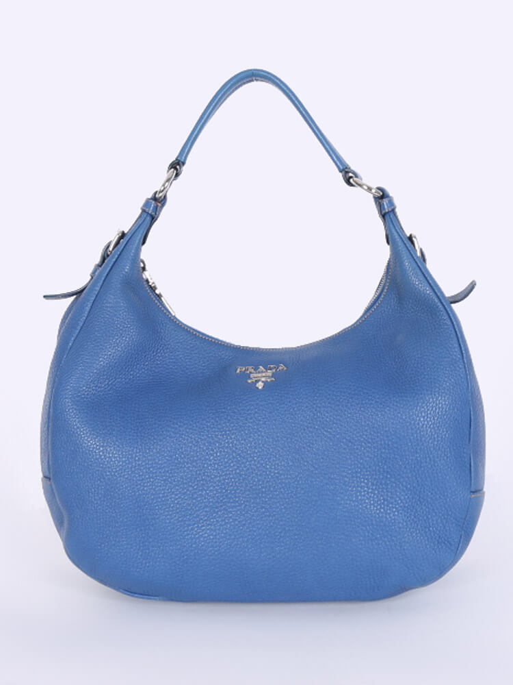 prada blue hobo bag