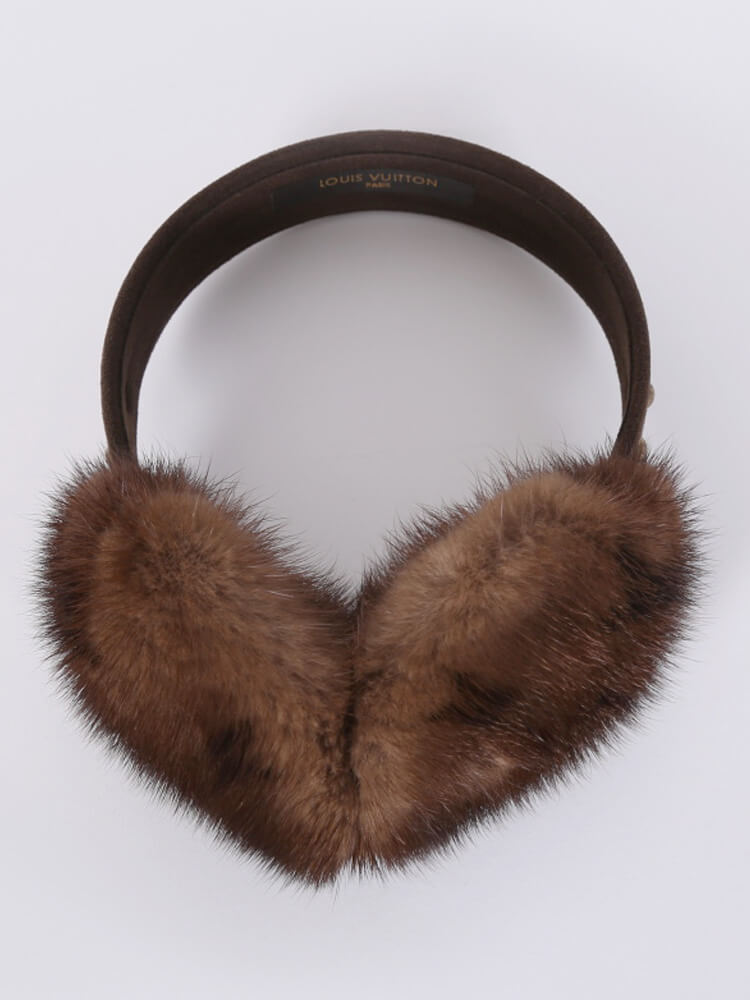 LOUIS VUITTON Mink Fur Vision Earmuffs Black 164318