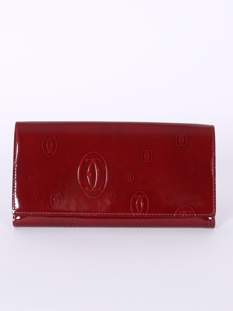 Cartier Happy Birthday Patent Leather Wallet Burgundy www