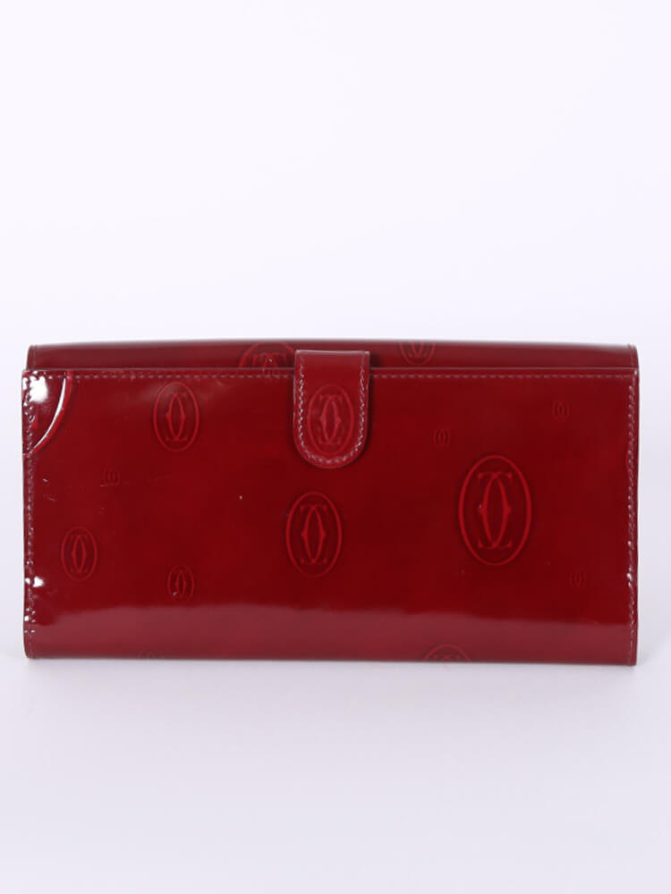 Cartier Happy Birthday Patent Leather Wallet Burgundy www