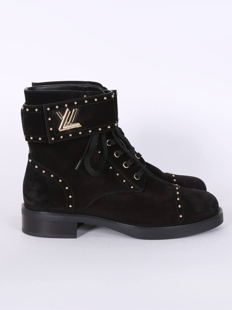 Louis Vuitton Wonderland Flat Suede Ranger Boots Black 41 www.luxurybags.eu