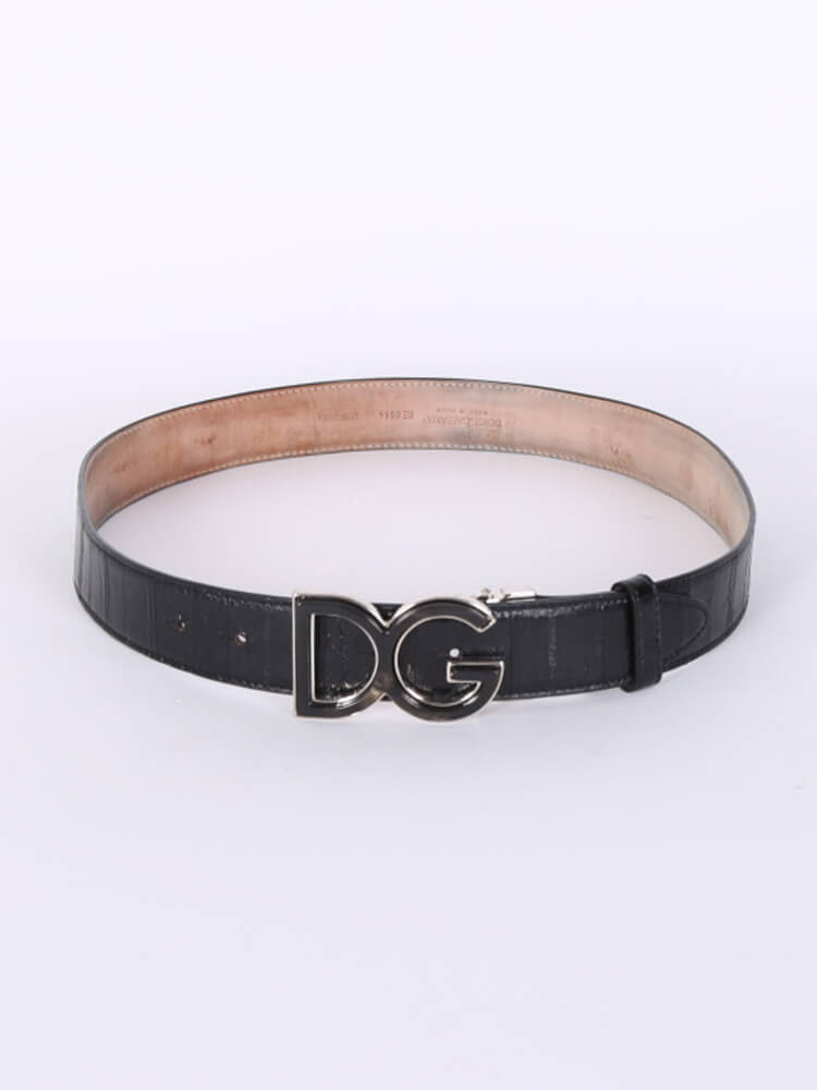 Dolce & Gabbana DG buckle Studded Belt - size 80 Black Leather ref