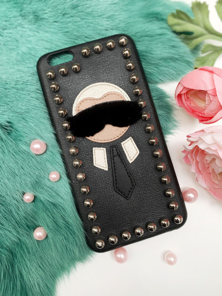 Fendi Karlito iPhone 6 Plus Saffiano Case Black www.luxurybags.eu