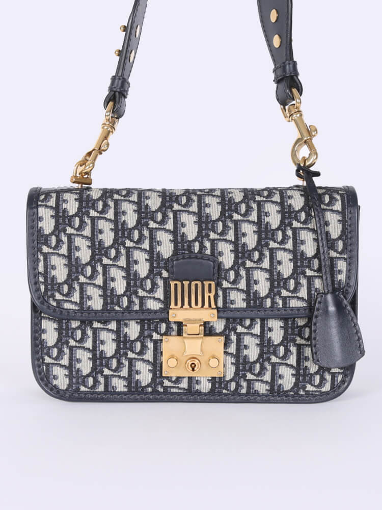 Dior Dioraddict Flap Bag Oblique Canvas Blue www.luxurybags.eu