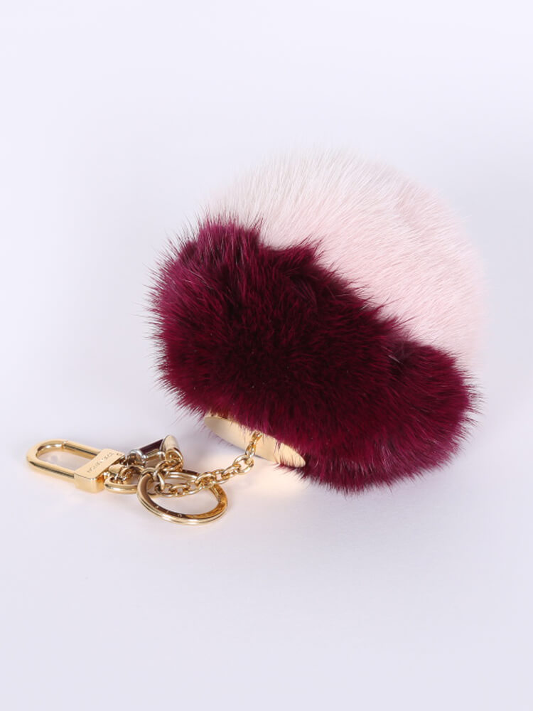 LOUIS VUITTON Mink Fur Fluffy Bag Charm Key Ring Keychain W/Box CX1126