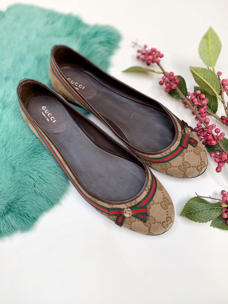 Gucci web clearance bow flats