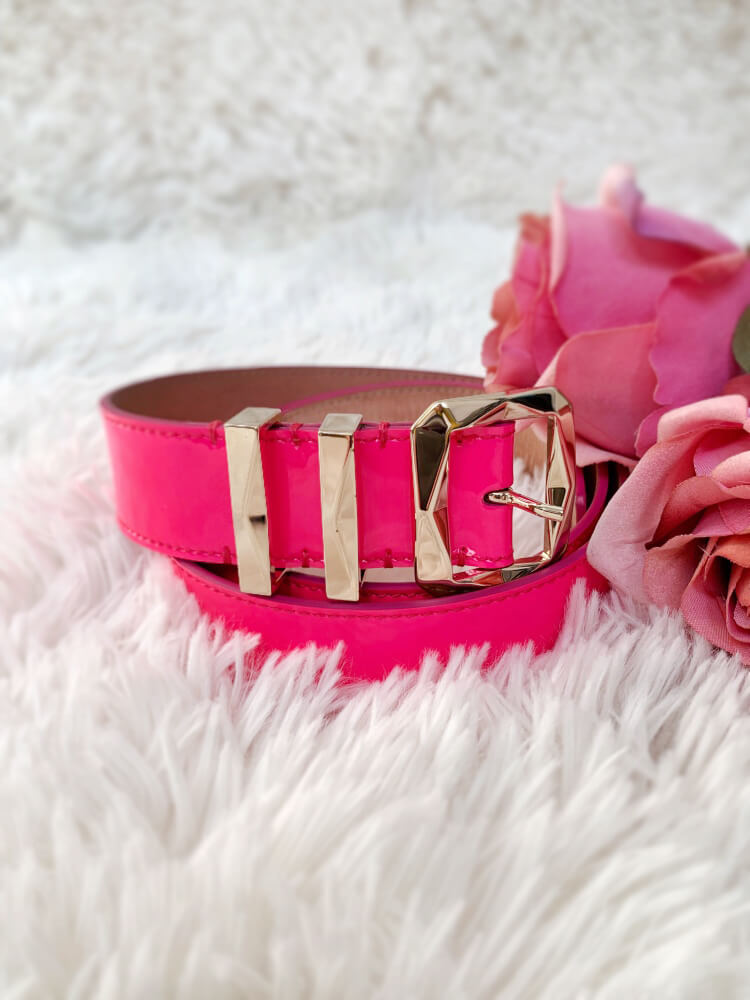 Jimmy Choo Blitz Patent Leather Belt Neon Pink 90 www.luxurybags.eu