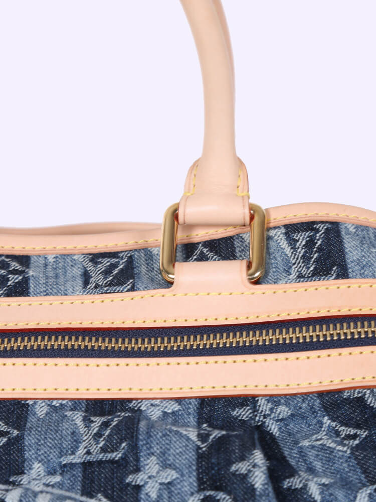 ☆Rare☆ Louis Vuitton Shoulder Bag MM Blue Denim Porte Epaule AR1016  Authentic