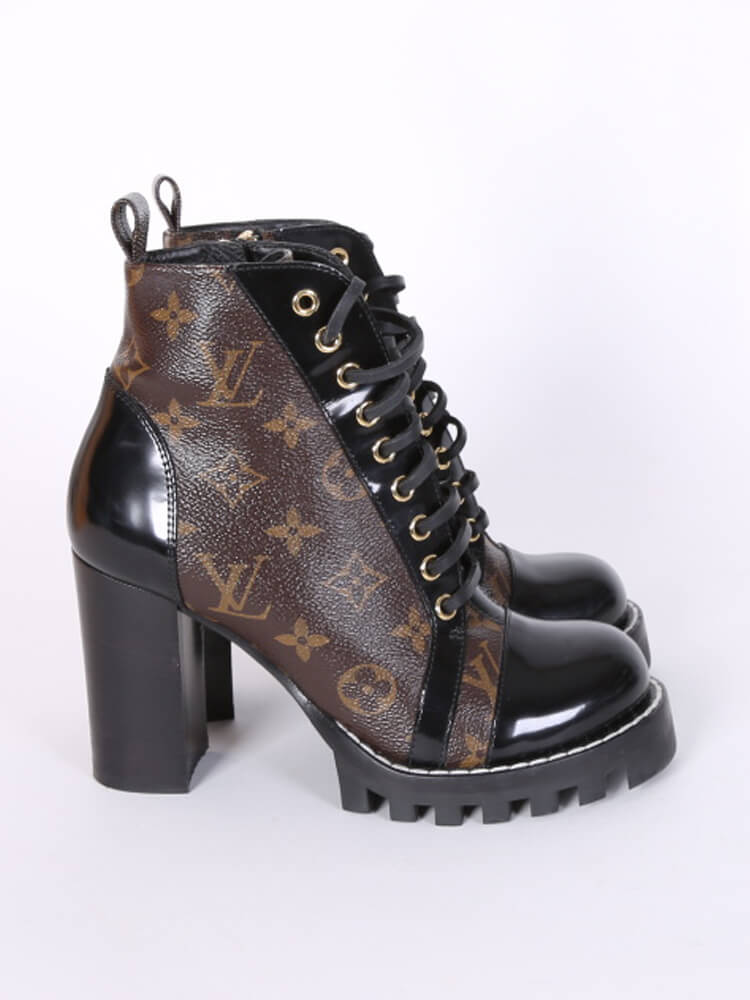 Louis Vuitton Black Leather Star Trail Ankle Boots Size 37 Louis Vuitton