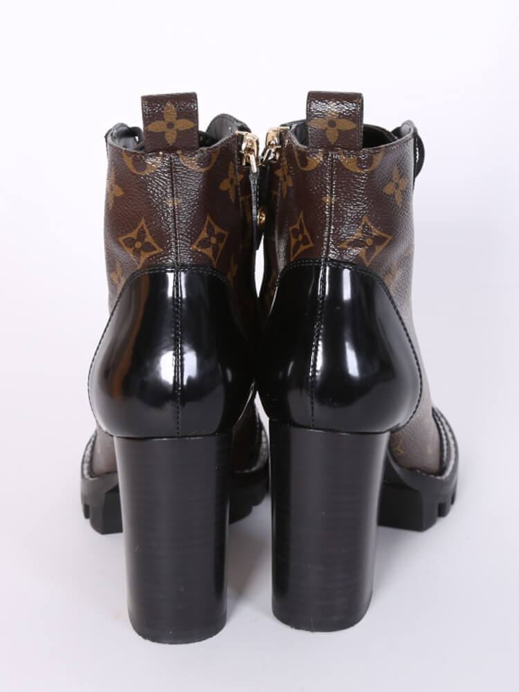 LOUIS VUITTON Patent Calfskin Monogram Star Trail Ankle Boots 37