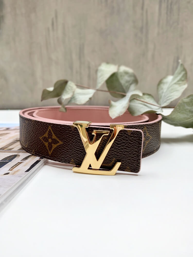 Louis Vuitton Belt LV Initiales Reversible Monogram Rose Poudre in  Calfskin/Coated Canvas with Gold-tone - US
