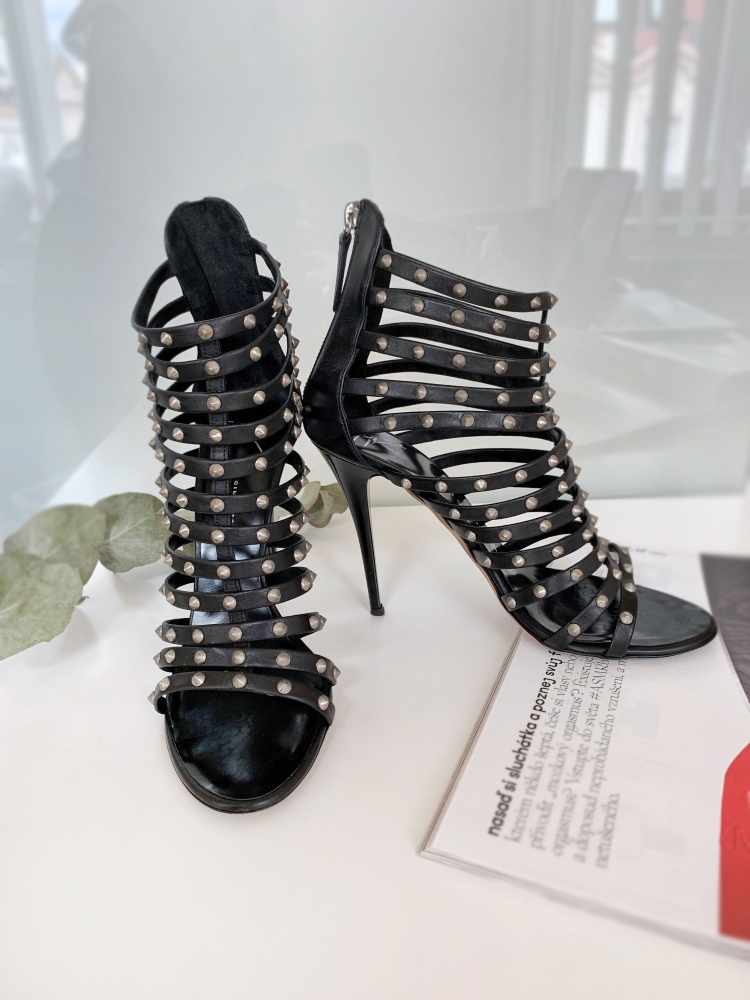 Giuseppe Zanotti Studded Strappy Leather Gladiator Heel Sandals