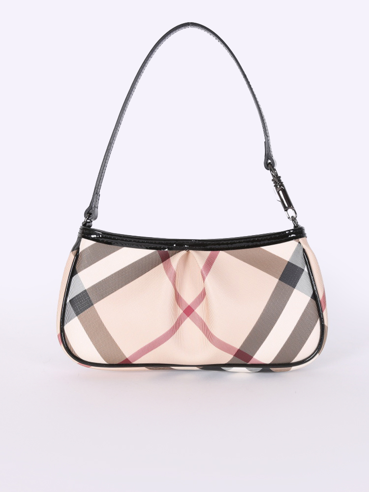 Burberry - Nova Check Patent Leather Small Shoulder Bag Beige |  