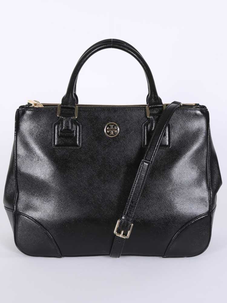 Tory Burch Robinson Saffiano Leather Tote Black www.luxurybags.eu