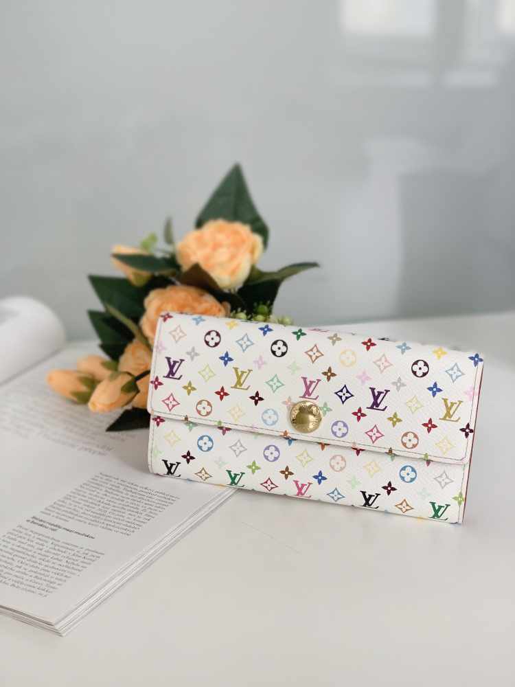 Louis Vuitton Sarah Wallet White Monogram Multicolor Canvas