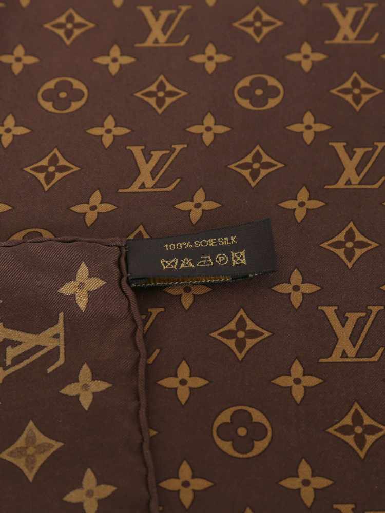 Louis Vuitton LV Monogram Print trunks silk Square Neck Scarf