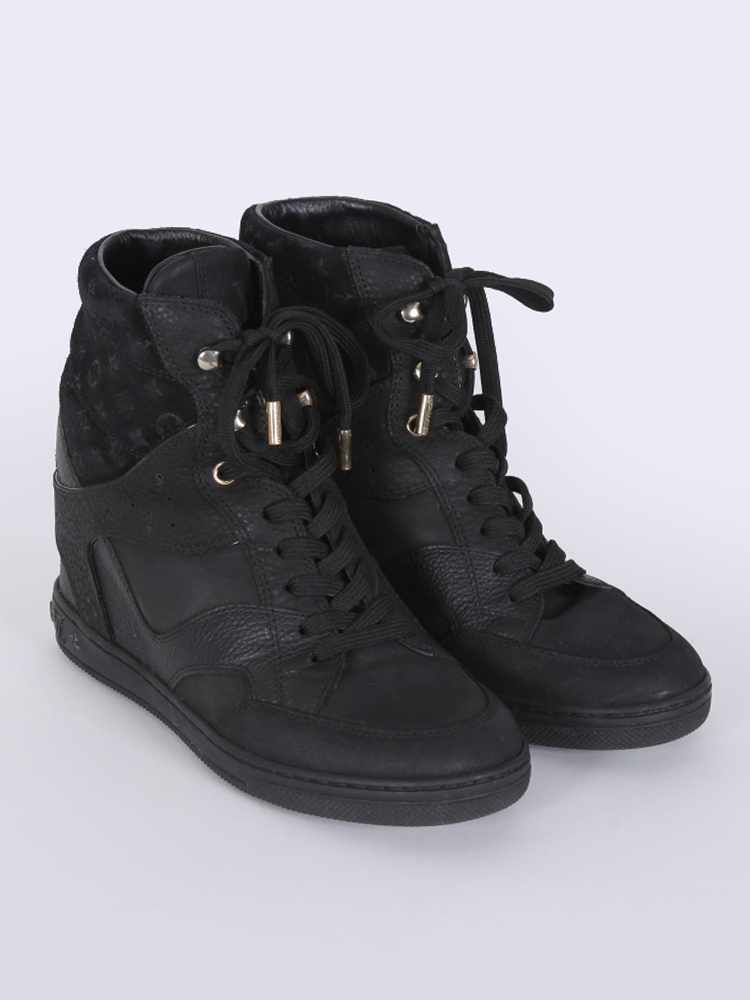 LOUIS VUITTON Monogram High Top Sneakers Leather 36 1/2 Black LV Auth 37865  ref.846690 - Joli Closet