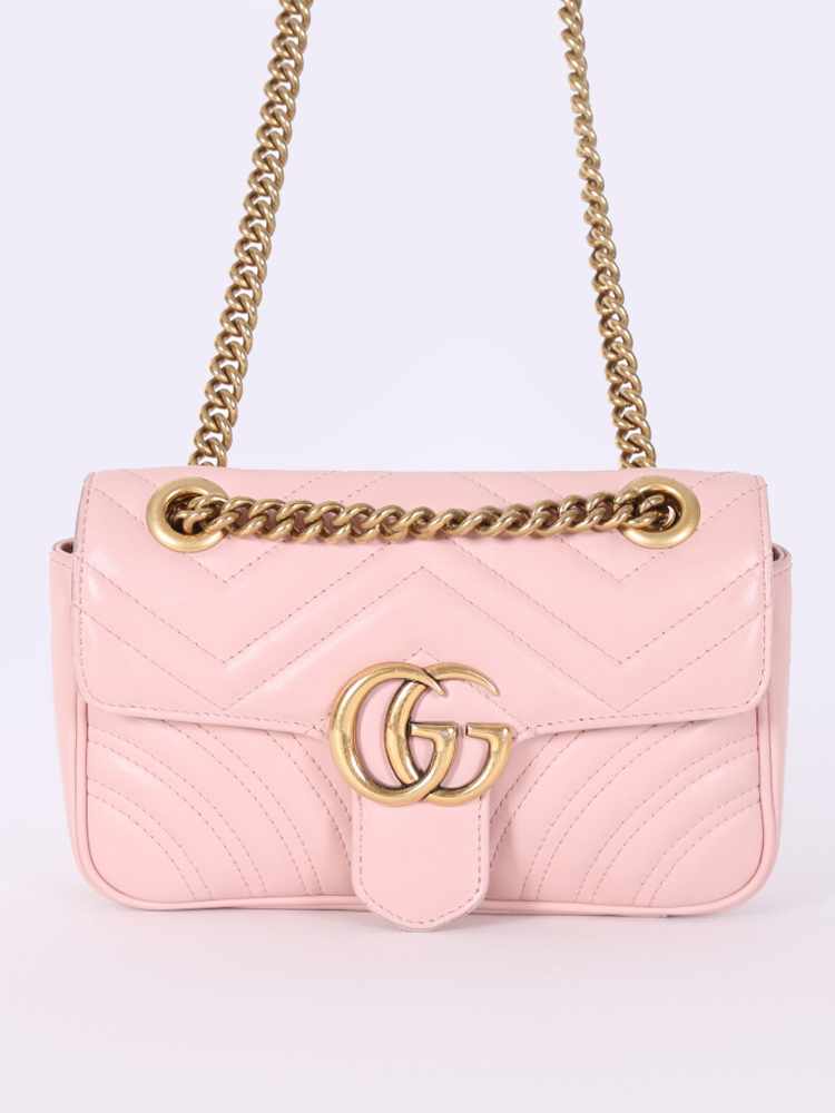 Gucci GG Marmont Mini Matelasse Leather Bag Blush Pink www.luxurybags.eu