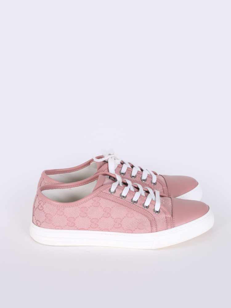 Gucci GG Miro Soft Canvas and Leather High-Top Sneakers in Pink and Wh –