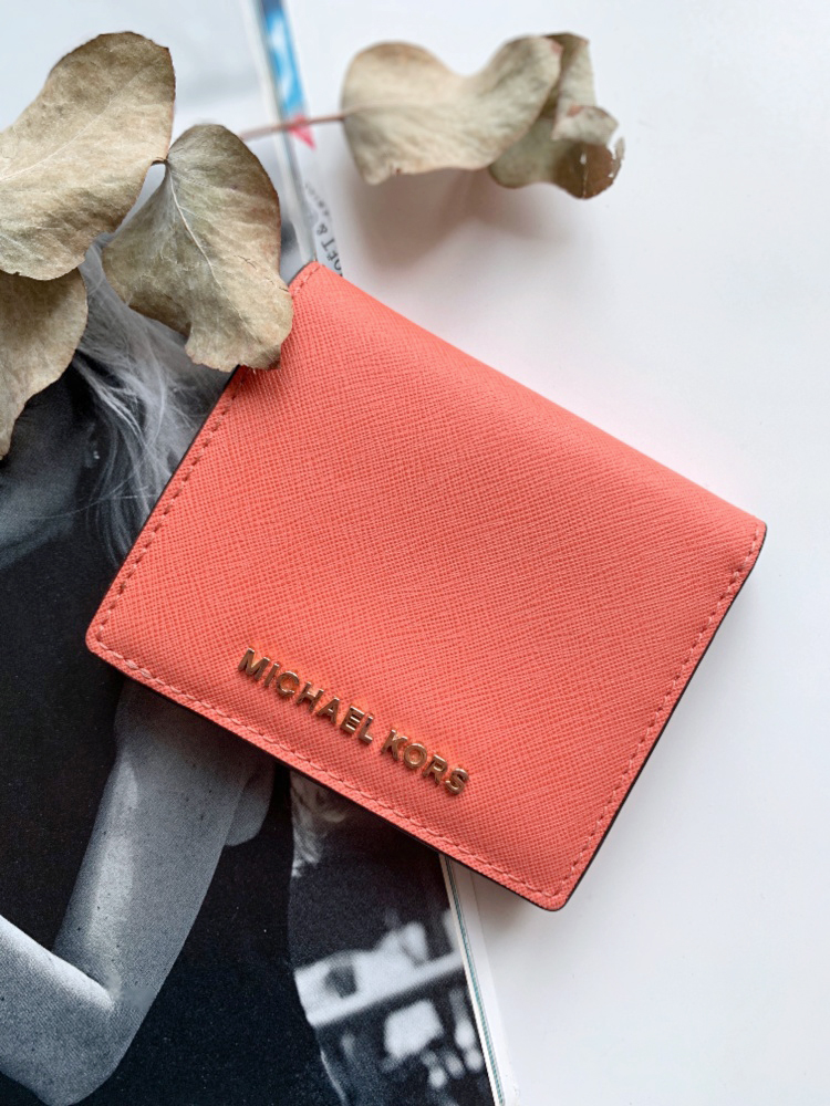 Michael Kors Jet Set Travel Saffiano Card Holder Wallet Salmon Pink www.luxurybags.eu