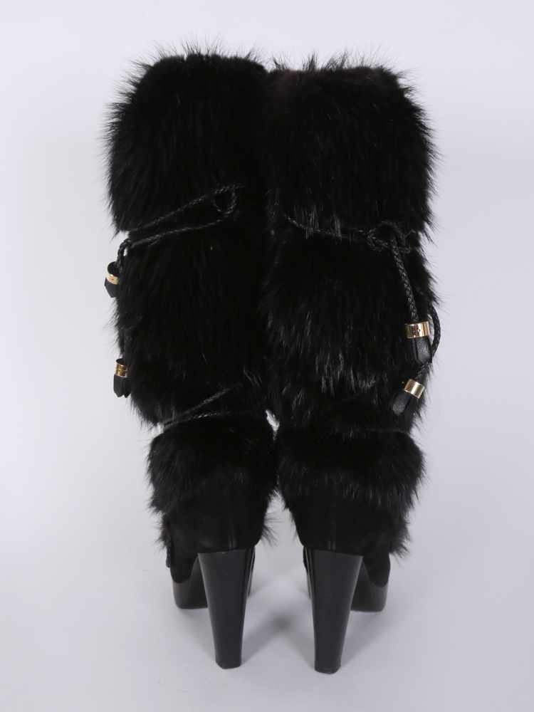 Louis Vuitton - Beaver Fur High Heels Boots Noir 36,5