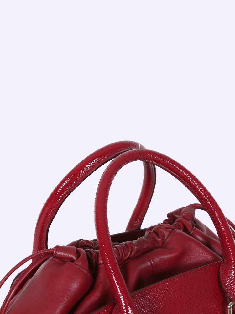 Burberry Dinton Small Patent Calfskin Tote with Strap Burgundy