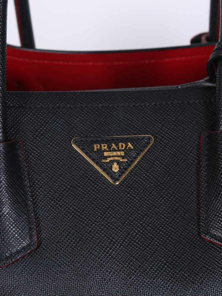 Prada - Double Bag Large Saffiano Cuir Nero/Fuoco