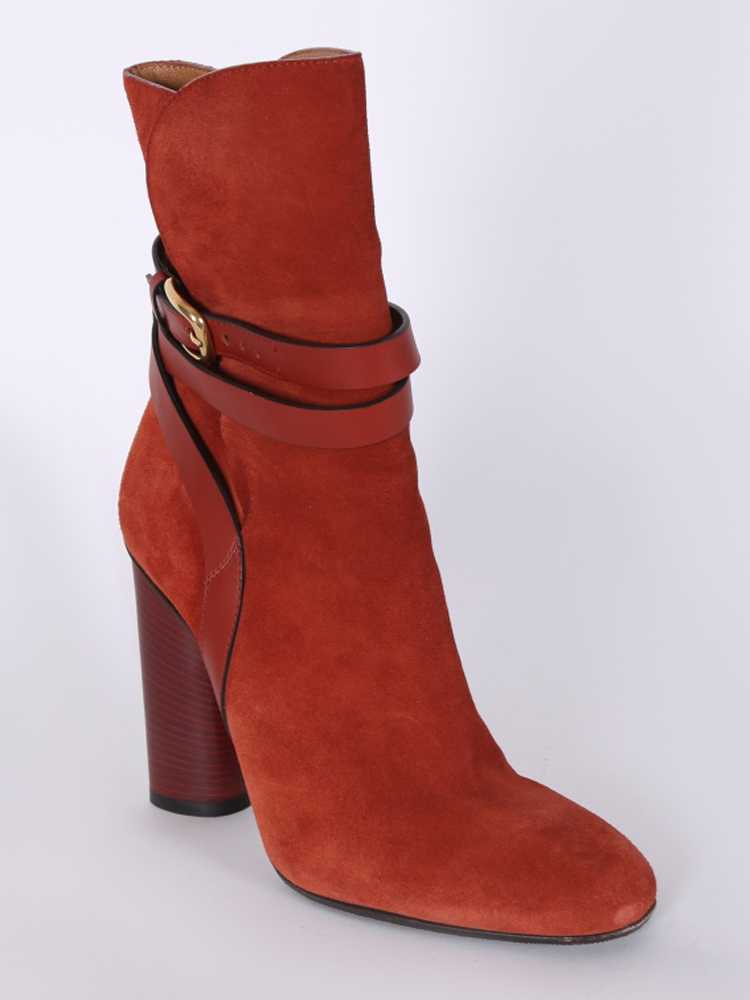 Gucci - Abigail Suede Leather Belted Ankle Boots Brick Red 37,5 