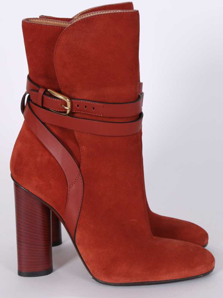 Gucci - Abigail Suede Leather Belted Ankle Boots Brick Red 37,5 