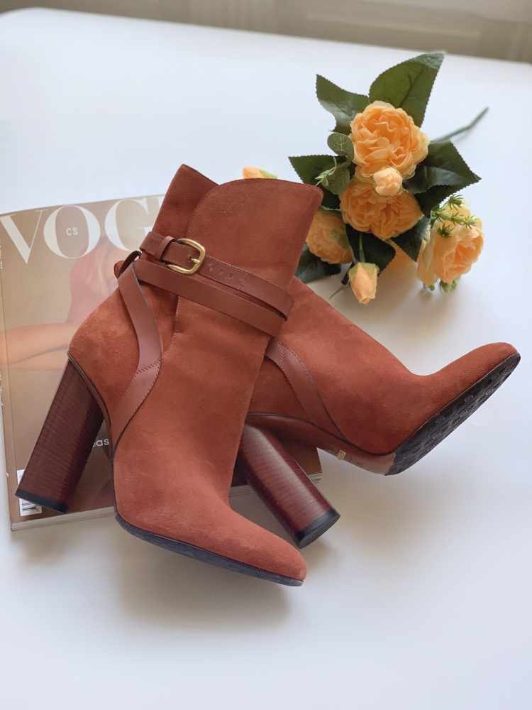Gucci - Abigail Suede Leather Belted Ankle Boots Brick Red 37,5 