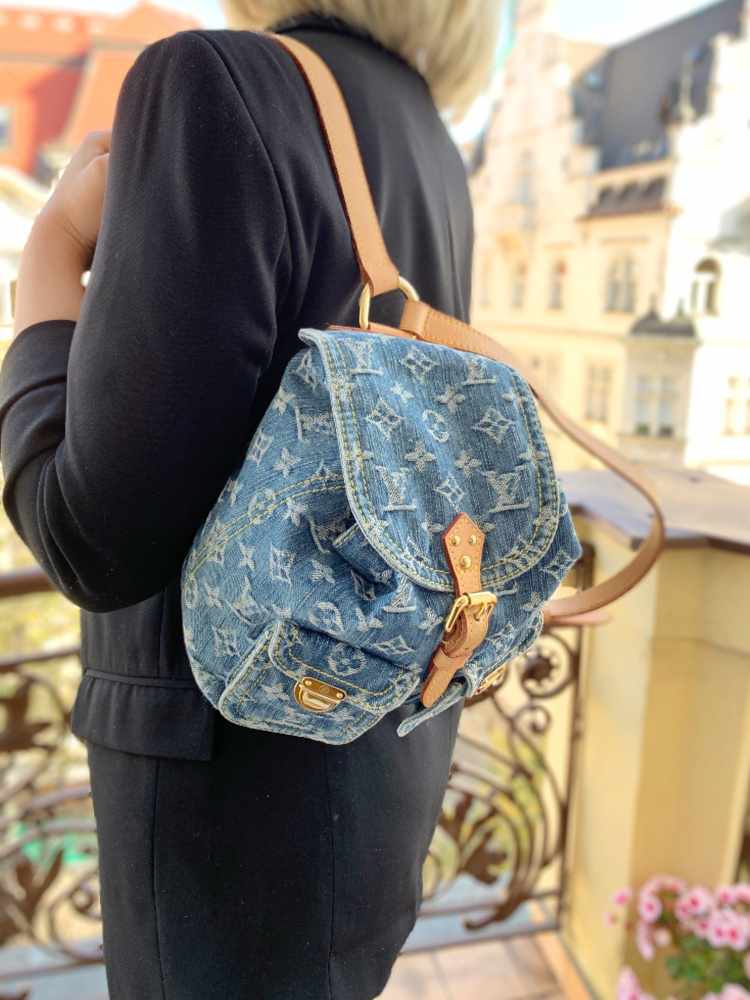Louis Vuitton Blue Monogram Denim Backpack PM Leather ref.873610