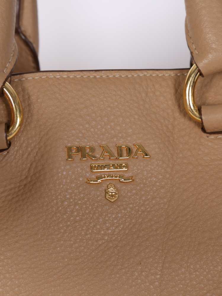 Prada Sughero Beige Vitello Daino Leather Bauletto Bag