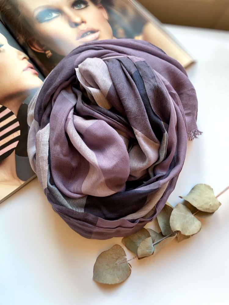 Burberry - Check Modal Cashmere and Silk Scarf Purple 