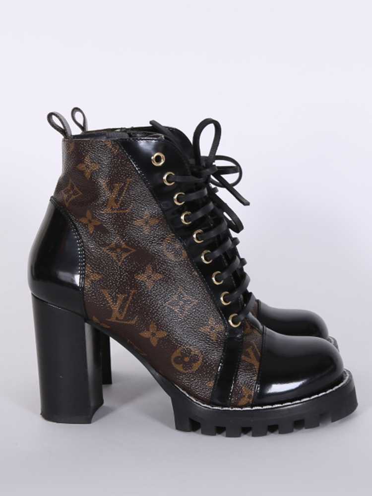 Louis Vuitton Women Black Leather Star Trail Ankle Boot Size 38 US