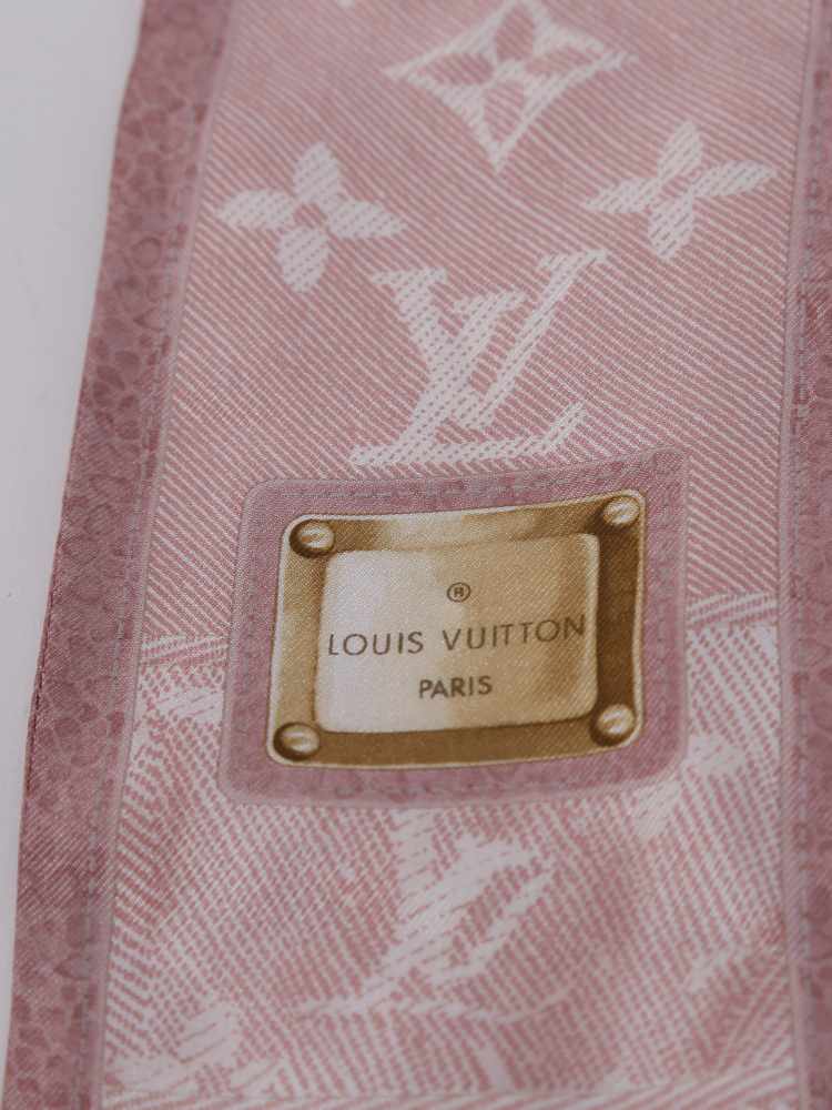 LOUIS VUITTON Silk Monogram New Denim Bandeau Rose Clair 99195