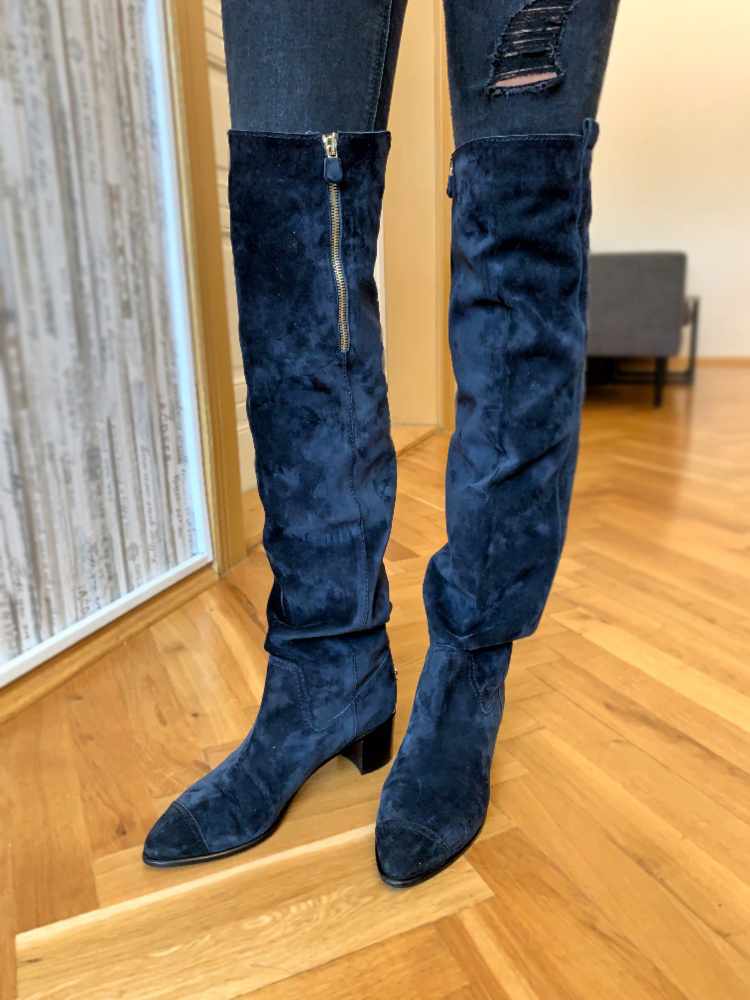 chanel suede over the knee boots