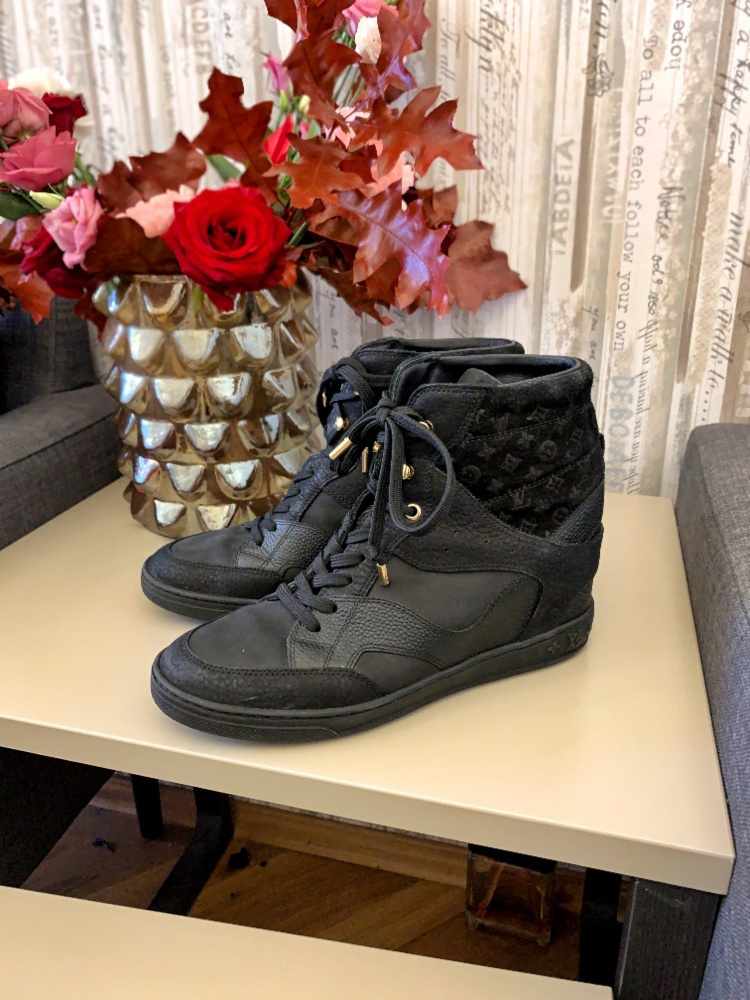 Louis Vuitton - Cliff Monogram Leather High Top Wedge Sneakers