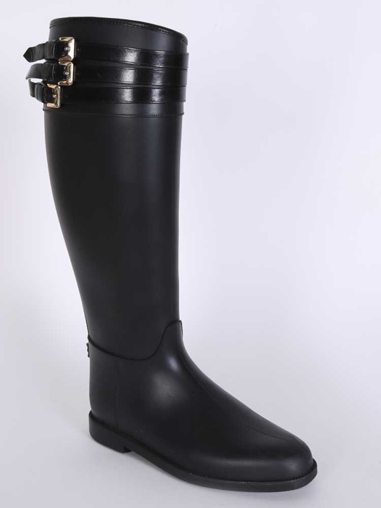 Burberry Equestrian Belted Rain Boots Black 39 www.luxurybags.eu