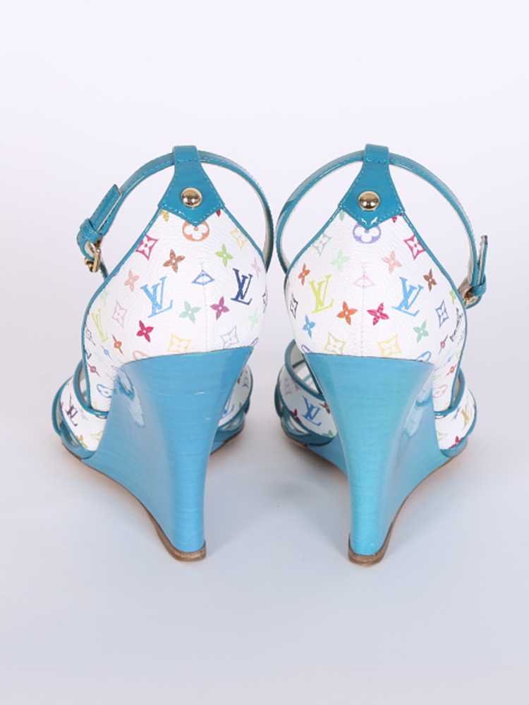 Louis Vuitton - Monogram Multicolore Canvas Wedge Sandals Blanc/Blue 41