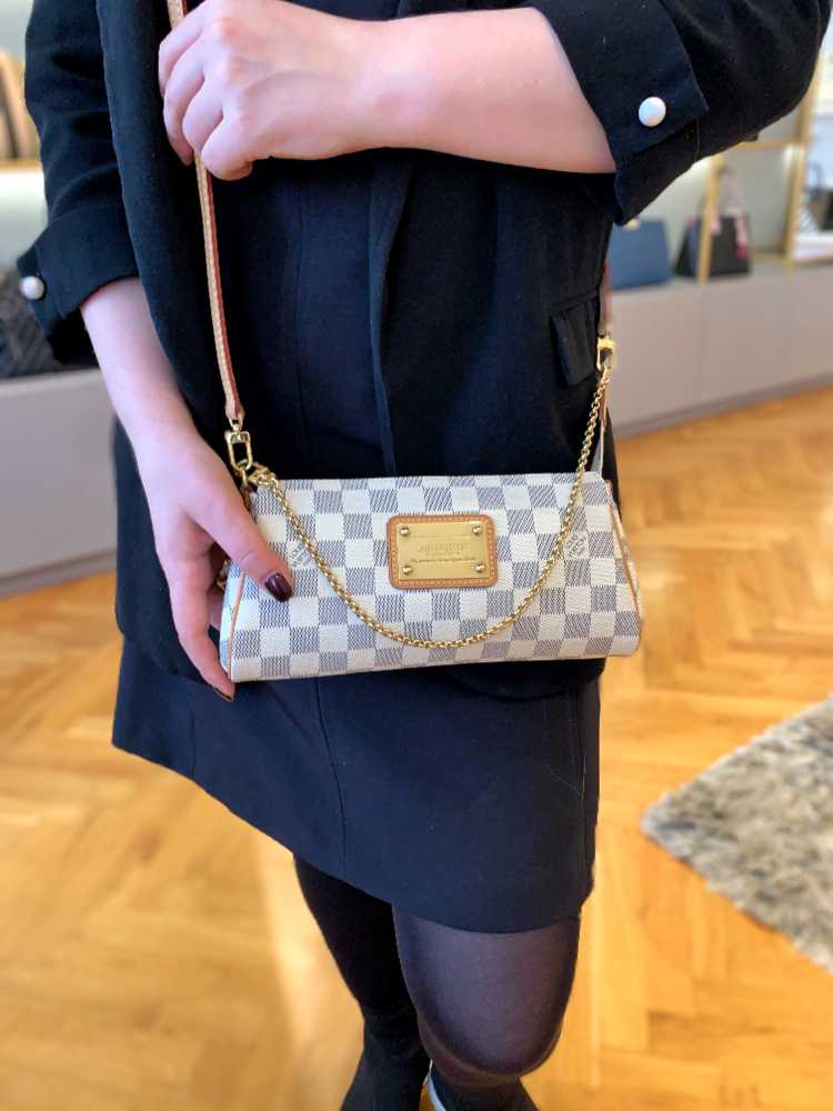 Louis Vuitton Damier Azur Canvas Eva Pochette Crossbody Bag Louis