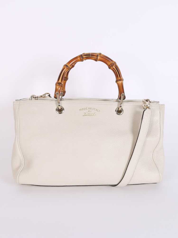 Gucci Bamboo Shopper Medium Leather Tote Ivory www.luxurybags.eu