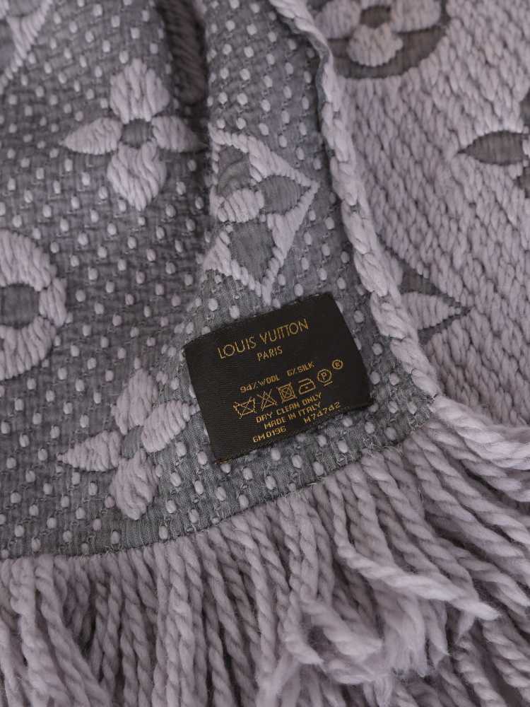 Louis Vuitton Pearl Grey Logomania Wool & Silk Scarf Louis Vuitton
