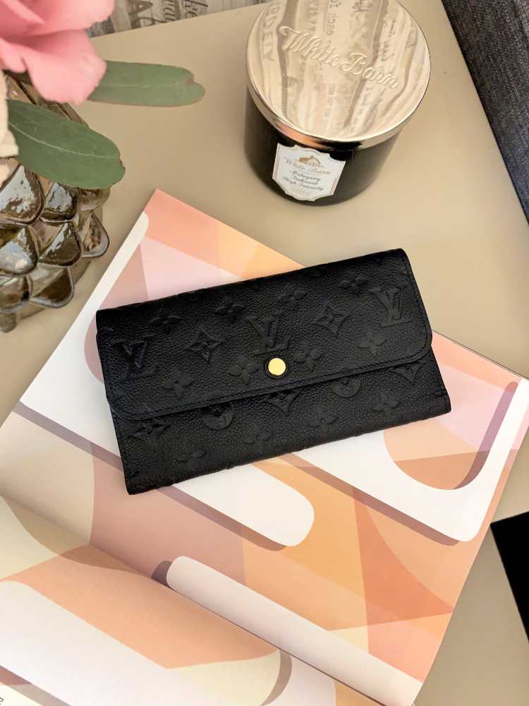 LOUIS VUITTON Emilie Monogram Empreinte Leather Wallet Black-US