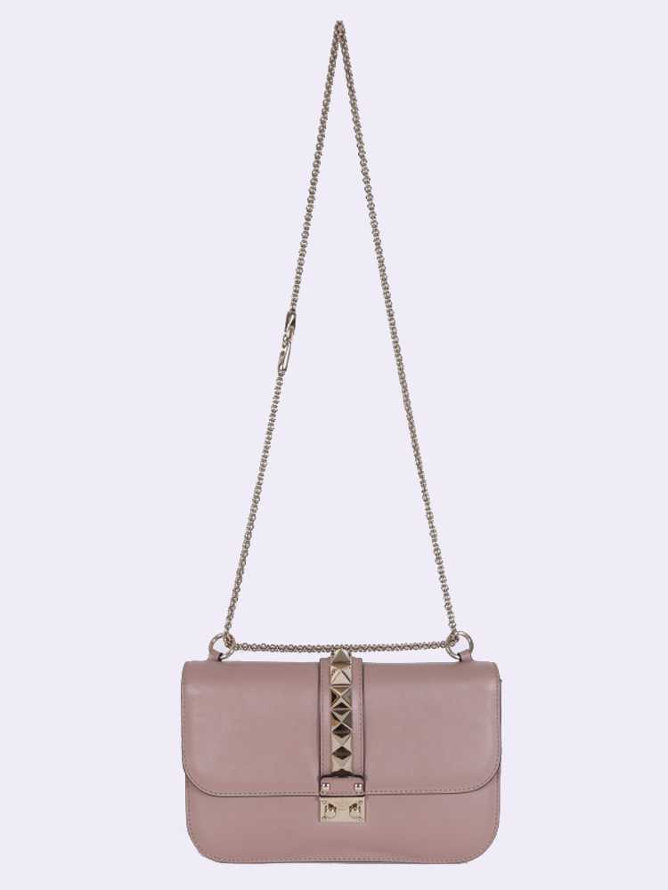 Valentino - Rockstud Calfskin Chain Flap Bag Nude