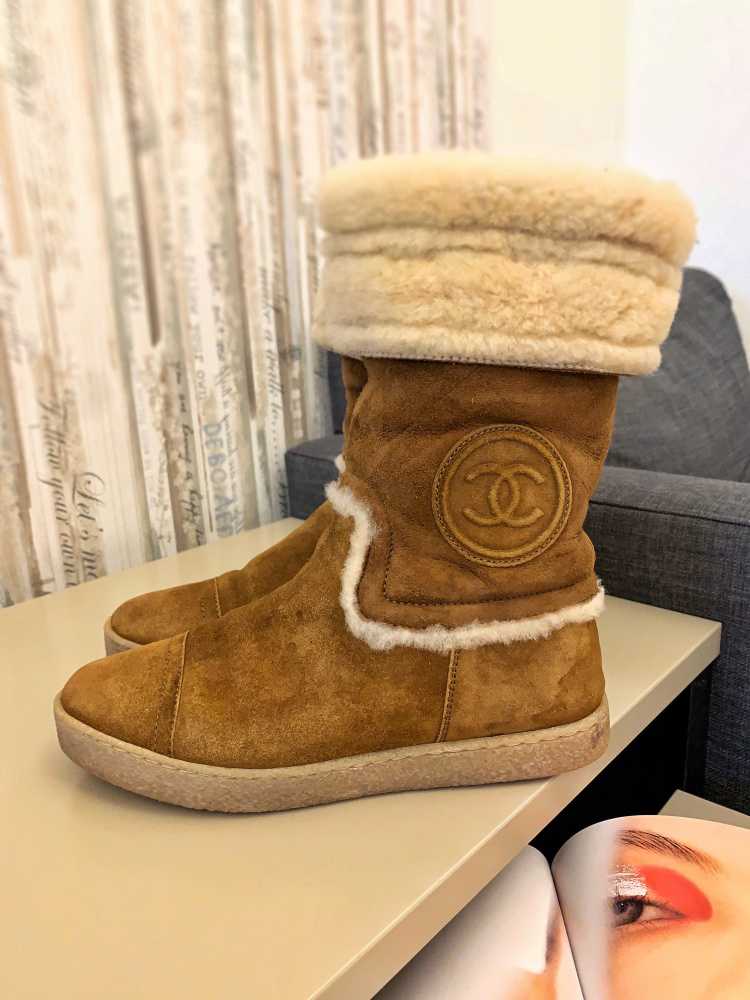 Chanel shop boots suede