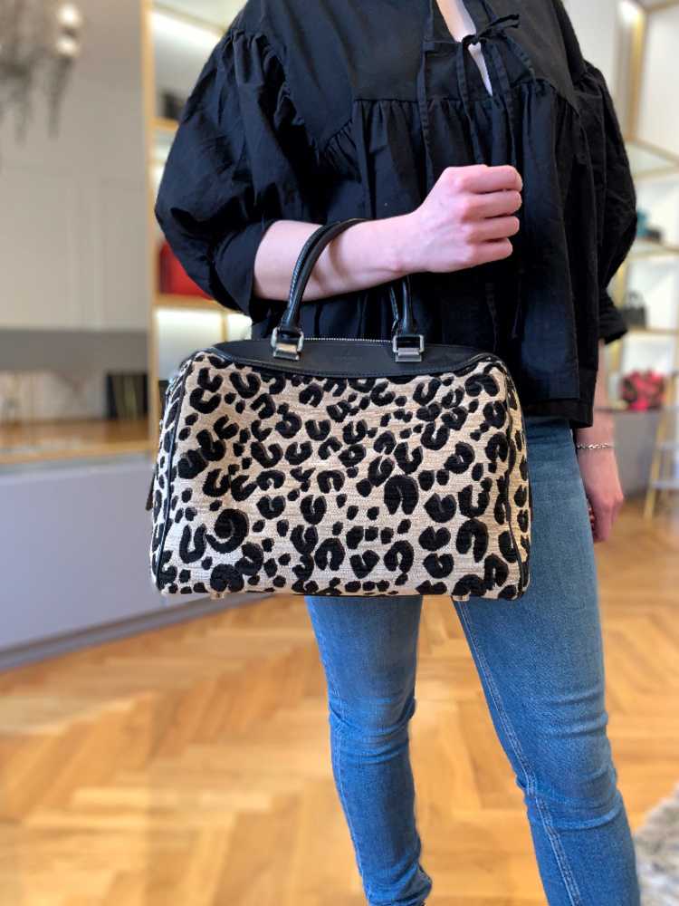 A STEPHEN SPROUSE LEOPARD CHENILLE LEO SPEEDY BAG