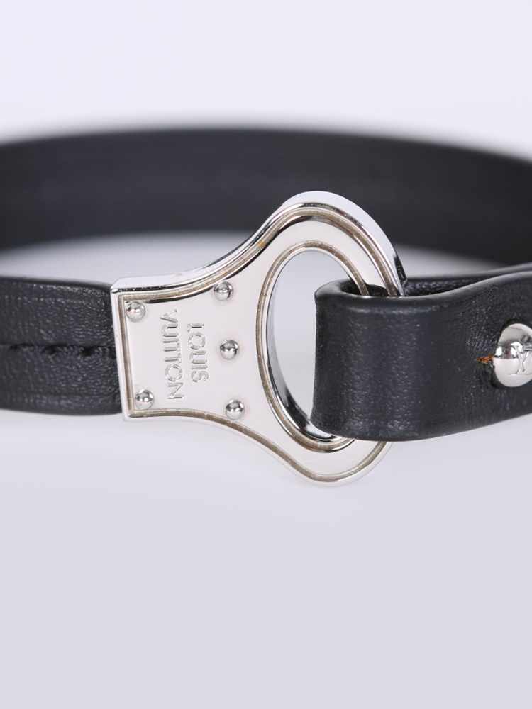 Louis Vuitton Archive Bracelet Brass and Leather Black 73788114